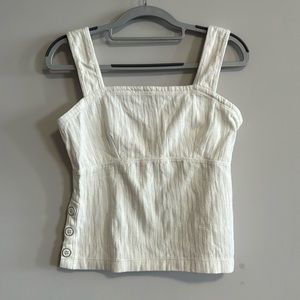 White tank top with size button detailing